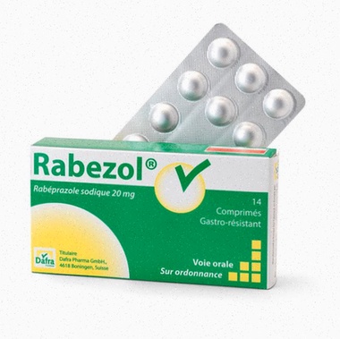 Commande en ligne de rabeprazole - Illustration d'une boîte de comprimés