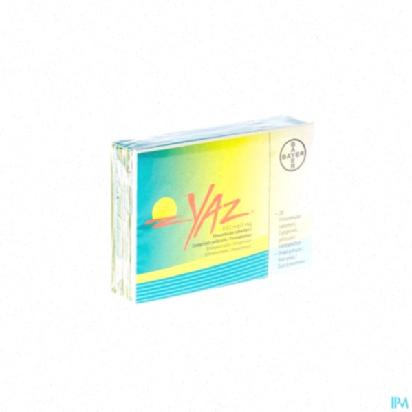 Illustration de pilules de drospirénone et boîte de médicament