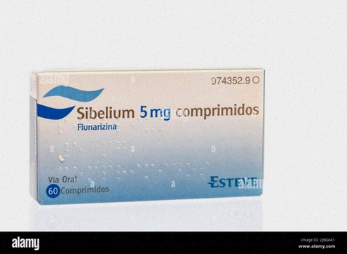 Flunarizine - illustration de comprimés et boîte